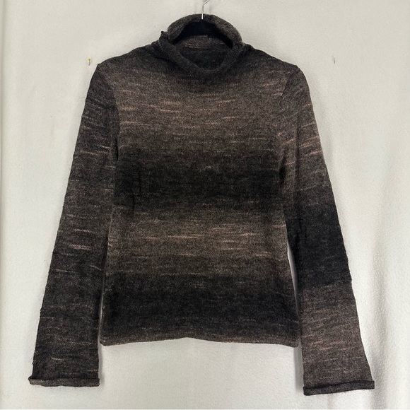 Halogen Striped Turtleneck Sweater Wool Women’s Medium Brown - Picture 1 of 9